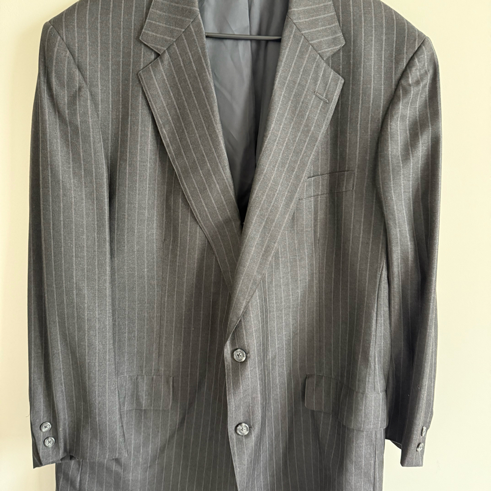 Brooks Brothers Gray Pinstripe Wool Two Button Mens Blazer 48L